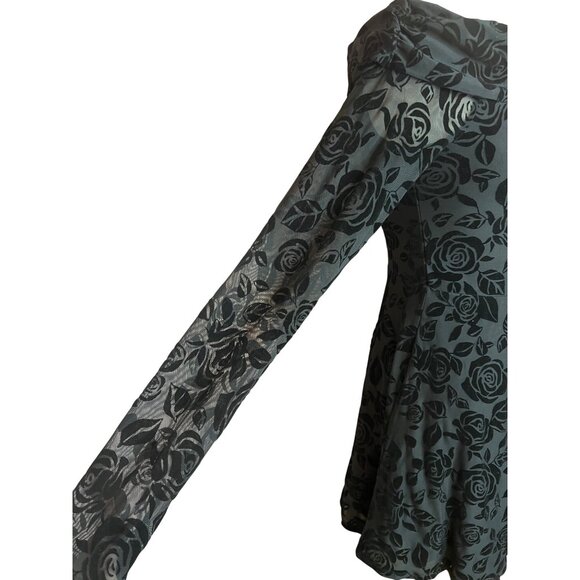 NWT Wild Fable M Black Rose Flocked Velvet Burnout Off-Shoulder Recycle Material - Picture 14 of 16